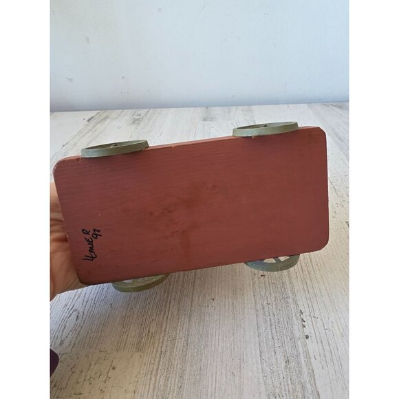 Vintage Wooden goat cart wagon primitive unique decor sheep lauer 1992 - Picture 8 of 9